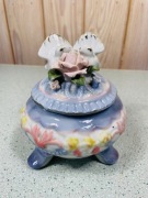 Ozdobna ceramiczna cukierniczka ludowa Vintage