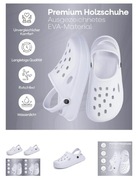 Eva - Material Białe kroksy chodaki buty ogrodowe gumowe  42