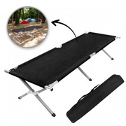Łóżko turystyczne, polowe, kanadyjka 190 x 62cm składane w pokrowcu czarne