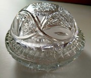 Popielnica z piękną pokrywą. Kryształ lata 70. PRL Vintage