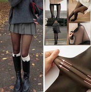 Rajstopy ocieplane zimowe grube skin kryjące na misiu uni czarne HIT 