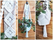 Kwietnik makrama na ścianę BIAŁY (dł. 56 cm)