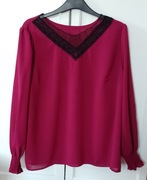 Bordowa bluzka, tiulowy dekolt, r. 2XL