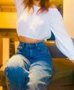 Pakuten muślinowa biała bluzka z odkrytymi ramionami Hiszpanka roz.S/M