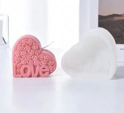 Duże SERCE z Róż LOVE forma silikonowa 10.5*4.7 do Świec Mydła Żywic Gipsu 