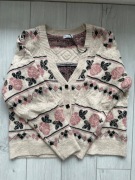 Kardigan Medicine beżowy kardigan kwiaty S