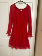 Czerwona szyfonowa sukienka H&M rozm 38
