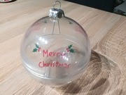 Bombka kula rozkładana dwuczęściowa z napisem plastikowa 10 cm