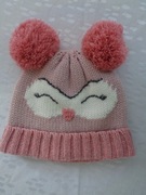 Śliczna czapka zimowa dziewczęca z pomponami marki TU roz 3-6 lat