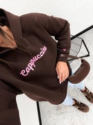 BLUZA DRESOWA OVERSIZE BASIC CAPPUCCINO BRĄZ CZEKOLADA 