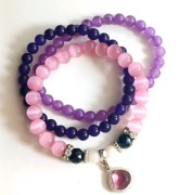 Zestaw bransoletek różowe fioletowe By Dziubeka