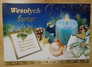 Kartka Boże Narodzenie świeca bombki kolęda 2020