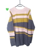 Sweter Tom Tailor XL 42 paski różowy szary żółty musztardowy