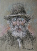 Judaica PORTRET ŻYD W KAPELUSZU pastel olejny 40x29cm