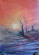 Poranek we mgle – obraz olejny 18x24 cm