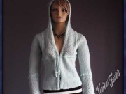 CULTURE**Sweter Kaptur Ażur Błękit Wełna Moher*S/M