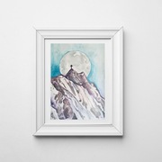 Akwarela A4 "Giewont" góry handmade, ręcznie malowana