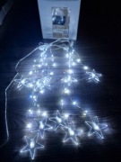 Kurtyna ledowa gwiazdki na okno 1,35m zimny biały z haczykami 60led