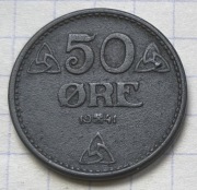 01305 Norwegia 50 ore 1941 cynk ładna 
