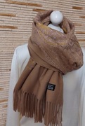 Szal Premium haftowany handmade Cashmere rozmiar 200x70 Camel złoty