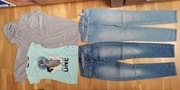 2 x jeansy C&A 36 + Reserved 158+ bluzka+ bluza