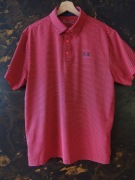 WYPRZEDAŻ! Under Armour koszulka golf - striped navy/neon orange - r. L/XL