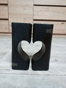 Świecznik drewniany spalone drewno 