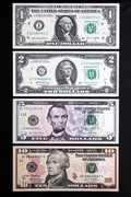 Banknot USA 1, 2, 5 i 10 Dolarów USD stan UNC ZESTAW 