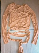 16 Brązowa bluzka top z wiązaniem w pasie rozmiar M