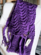 SZALIK SZAL DAMSKI Z DZIANINY DZIANINOWY NOWY PROTEST FIOLET DUŻY GRUBY 