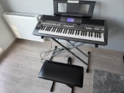 Keyboard Yamaha PSR S670 + stojak + siedzisko + pokrowiec + pedał