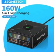 ASOMETECH 868H szybka inteligentna ładowarka GaN 160W z indukcją 15W.