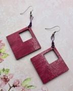Kwadraty geometryczne kolczyki z drewna drewniane Fashion modne y2k boho