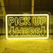 ODBIERZ TUTAJ NEON SZYLD LED PICK UP HERE LOKAL UBER WOLT RESTAURACJA BAR