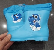 Niebieskie kalosze dziecięce z dinozaurem – rozmiar 29/30 (wkładka 19 cm)