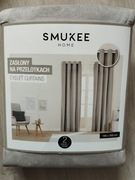 2 beżowe zasłony aksamitne welurowe na przelotkach SMUKEE 2 x zasłona beż 