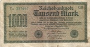 REICHSBANKNOTE 1000 MARK z  1922 r. Nr Ta 3376667 GB