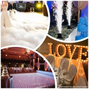 Parkiet LED, LOVE, fontanny iskier, ciężki dym