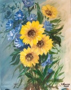 Pejzaż. Obraz 50x40 ręcznie malowany. Farba akrylowa.