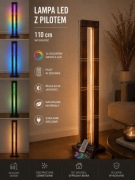 Lampa LED RGB Drewniana 110cm Stojąca Pilot Loft Handmade