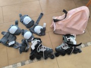 Oxelo Rolki Fit5 JR różowo-khaki+ torba+ ochraniacze r.38-41