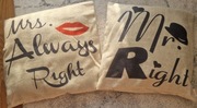 Dwie poduszki Mr Right i Mrs Always Right