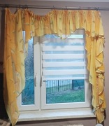 Komplet zasłony, lambrekin żółto-pomarańczowe liście 