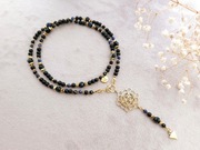 Obsydian, lapis lazuli, turmalin, tygrysie oko, hematyt - stal - UNIKAT 