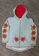 Ciepła Bluza z kapturem Góralska dla dziewczynki rozm. 134 cm