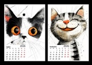 Kalendarz 2026 Kot rysunkowy 15x21 cm