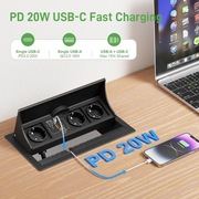 Wysuwane gniazdko do blatu z USB C z ładowaniem bezprzewodowym