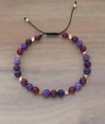 Bransoletka kamienie naturalne granat ametyst hematyt sznurek