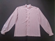 Śliczna koszula retro vintage że stójką w biało wiśniowe paseczki