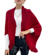Nowy Sweter Kardigan Narzutka Peleryna Poncho czerwone UNI